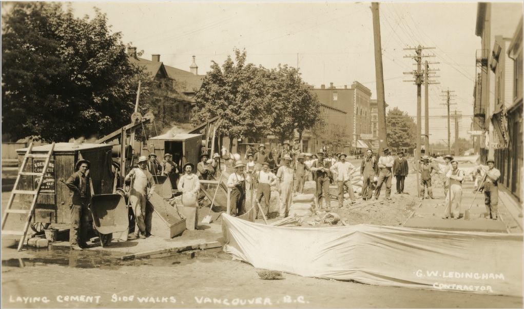 Laying cement sidewalks